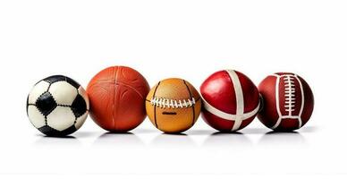 Balls of different sports on white background - AI generated image photo