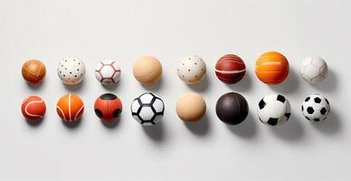 Balls of different sports on white background - AI generated image photo