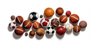 Balls of different sports on white background - AI generated image photo