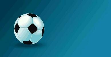 Abstract soccer ball on blue watercolor panoramic background, mosaic style - Vector