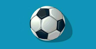 Abstract soccer ball on blue watercolor panoramic background, mosaic style - Vector
