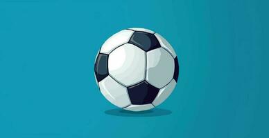 Abstract soccer ball on blue watercolor panoramic background, mosaic style - Vector