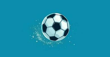 Abstract soccer ball on blue watercolor panoramic background, mosaic style - Vector