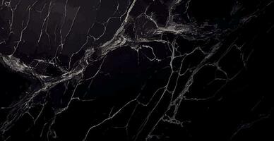 Black marble texture design, dark marble surface, curved golden lines, abstract panoramic background design - Vector