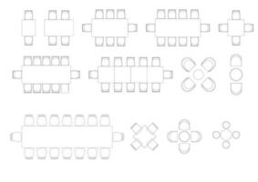 furniture icon interior plan view, top set vector. architecture house table line, home, outline, apartment, collection, isolated, layout, design, project, blueprint. vector