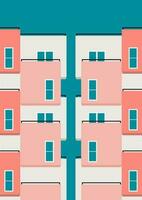 architecture abstract poster cover. poster with geometric shape building minimal, architecture cover, trendy color, vector. design for architecture background, present, poster, web, print, banner. vector