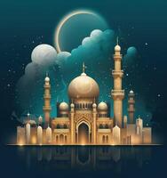 Blue muslim holiday background. Illustration photo