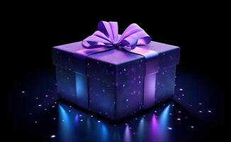 Purple magic gift box. Illustration photo