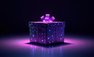 Purple magic gift box. Illustration photo