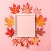 Autumn Background with Falling Leaves in Pastel Colors. Illustration AI Generative photo