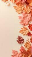 Autumn Background with Falling Leaves in Pastel Colors. Illustration AI Generative photo
