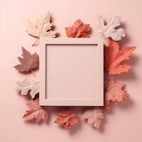 Autumn Background with Falling Leaves in Pastel Colors. Illustration AI Generative photo