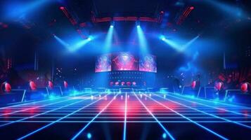 Disco Night Club Neon Background. Illustration AI Generative photo