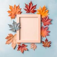 Autumn Background with Falling Leaves in Pastel Colors. Illustration AI Generative photo