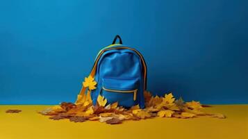 Back to School Background with School Bag. Illustration AI Generative photo