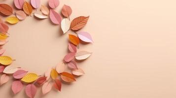 Autumn Background with Falling Leaves in Pastel Colors. Illustration photo