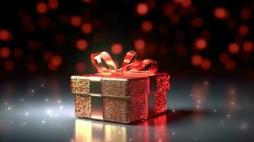 Navidad fiesta antecedentes con regalo caja. ilustración ai generativo foto