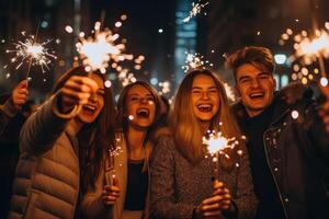 personas celebrando nuevo año. ilustración ai generativo foto