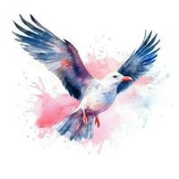 Flying Seagull Watercolor Illustration. Illustration AI Generative photo