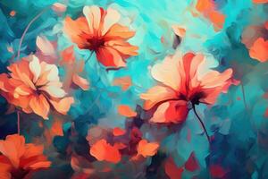 Floral Painted Background. Illustration AI Generative photo