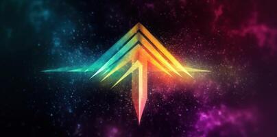 Abstract neon arrow background. Illustration AI Generative photo