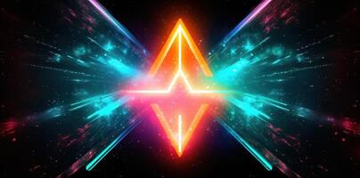 Abstract neon arrow background. Illustration AI Generative photo