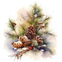 Christmas composition watercolor. Illustration AI Generative photo