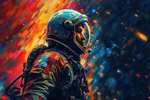 Astronaut on colorful background. Illustration AI Generative photo