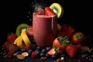 Tasty fresh smoothie. Illustration AI Generative photo