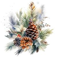 Christmas composition watercolor. Illustration AI Generative photo