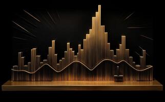 Elegant golden line graph on black background, Illustration photo