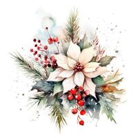 Christmas composition watercolor. Illustration AI Generative photo