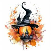 Halloween watercolor composition. Illustration AI Generative photo