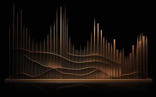 Elegant golden line graph on black background, Illustration AI Generative photo