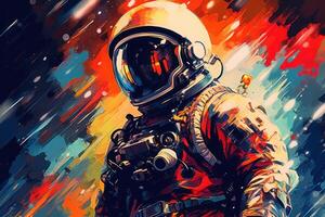 Astronaut on colorful background. Illustration AI Generative photo