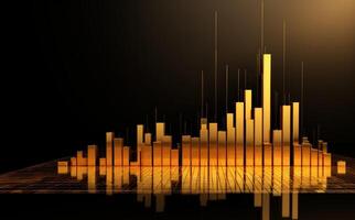 Elegant golden line graph on black background, Illustration photo