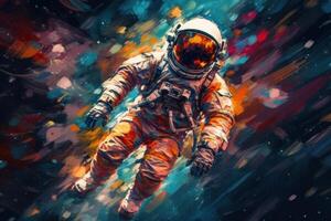 Astronaut on colorful background. Illustration AI Generative photo