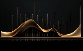 Elegant golden line graph on black background, Illustration photo