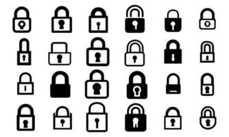 locked icon set isolated on white background. Vector illustration.