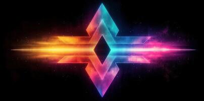 Abstract neon arrow background. Illustration AI Generative photo