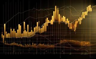 Elegant golden line graph on black background, Illustration photo