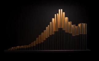 Elegant golden line graph on black background, Illustration AI Generative photo