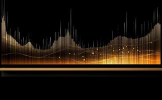 Elegant golden line graph on black background, Illustration AI Generative photo