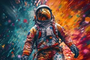 Astronaut on colorful background. Illustration photo