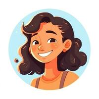 retrato de sonriente joven niña para perfil fotografía. ilustración generativo ai foto