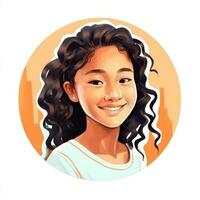 retrato de sonriente joven niña para perfil fotografía. ilustración generativo ai foto