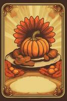 Poster for Thanksgiving Day. Illustration AI Generative photo