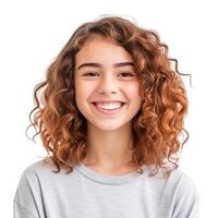 retrato de sonriente joven niña para perfil fotografía. ilustración generativo ai foto