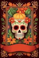 día de el muerto, dia Delaware los muertos fiesta póster. ilustración ai generativo foto