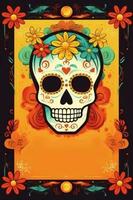 Day of the dead, Dia de los muertos holiday poster. Illustration AI Generative photo